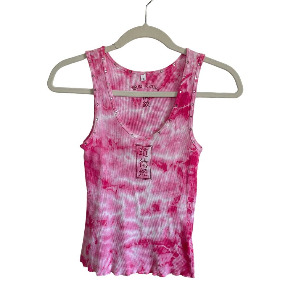 Y2K Pink Tie Dye Ribbed size Small